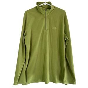 The North Face TKA 100 Fleece Quarter Zip Pullover Green Men’s XL Warm Outdoor